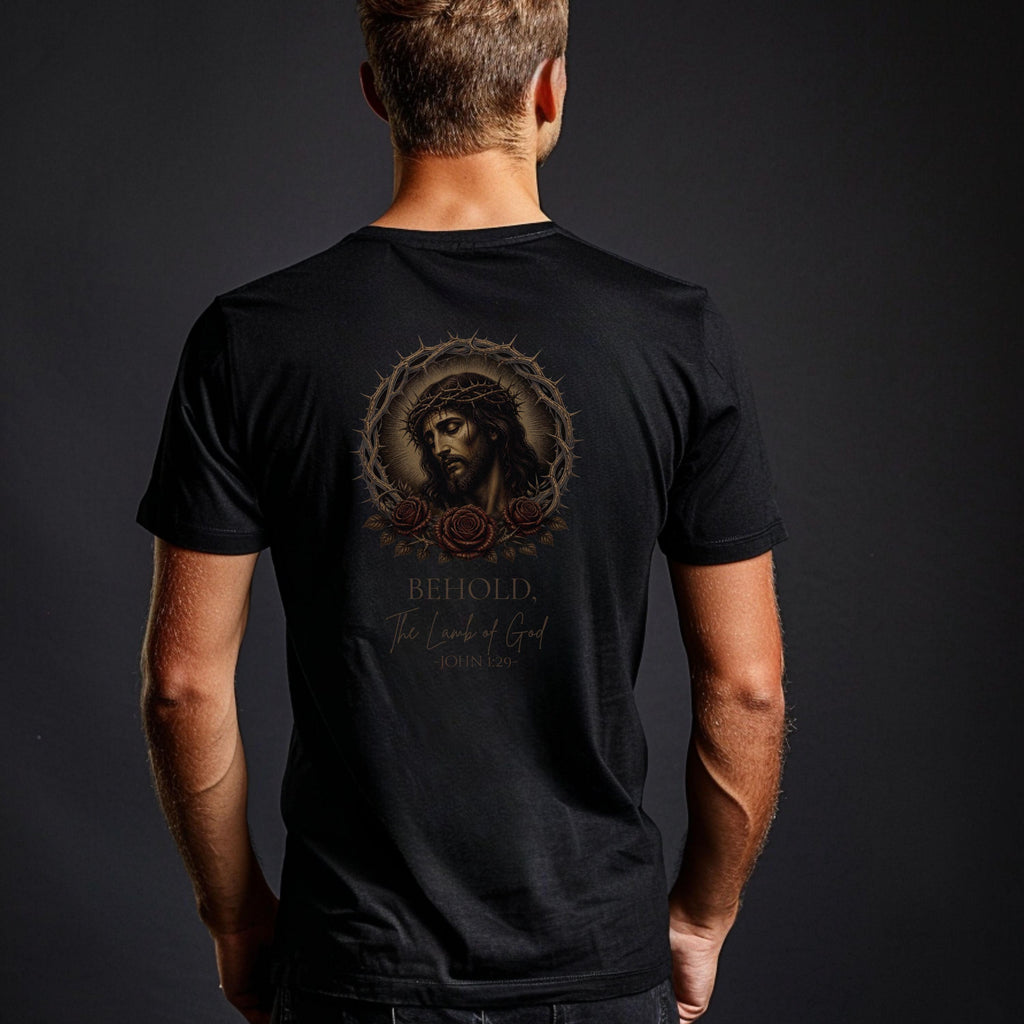 Behold the Lamb of God Tee, Crown of Thorns with Roses T-Shirt