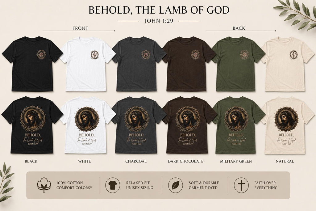 Behold the Lamb of God Tee, Crown of Thorns with Roses T-Shirt