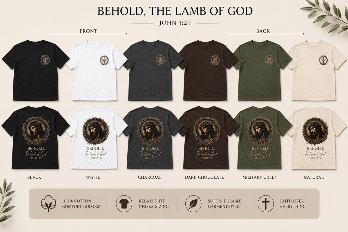 Behold the Lamb of God Tee, Crown of Thorns with Roses T-Shirt