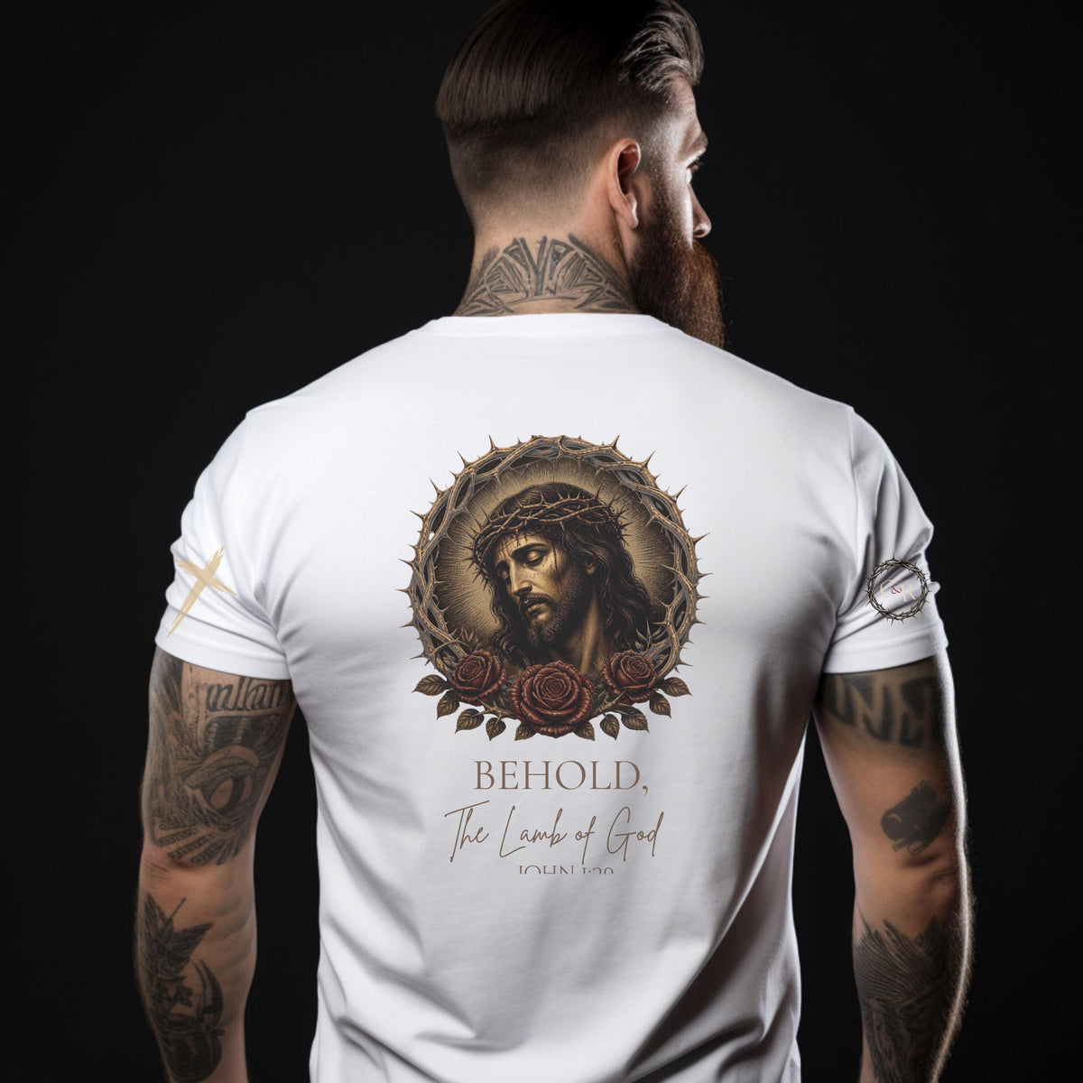 Behold the Lamb of God Tee, Crown of Thorns with Roses T-Shirt