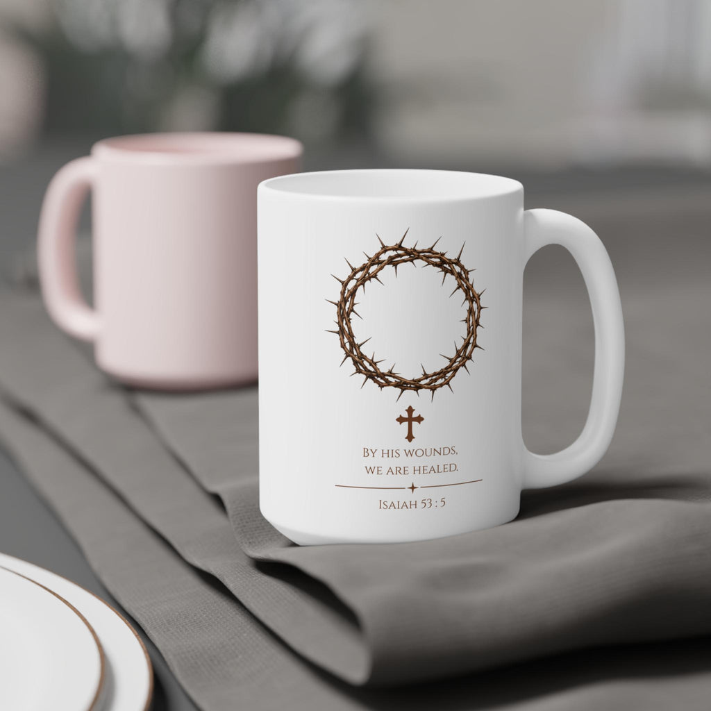 Crown of Thorns Mug, "It Is Finished" Christian Coffee Mug, Scripture Faith Ceramic