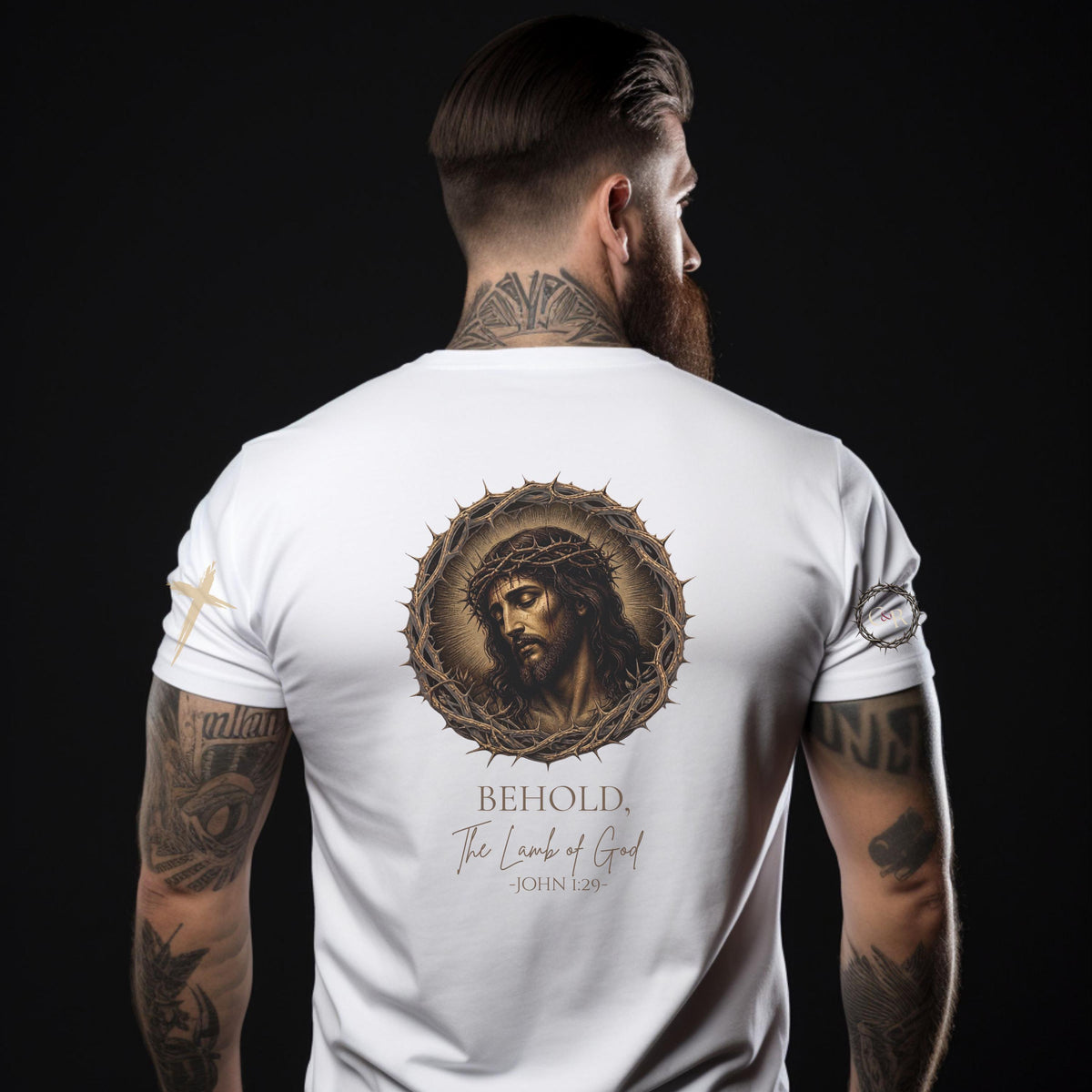 Behold the Lamb of God Tee, Crown of Thorns with Roses T-Shirt