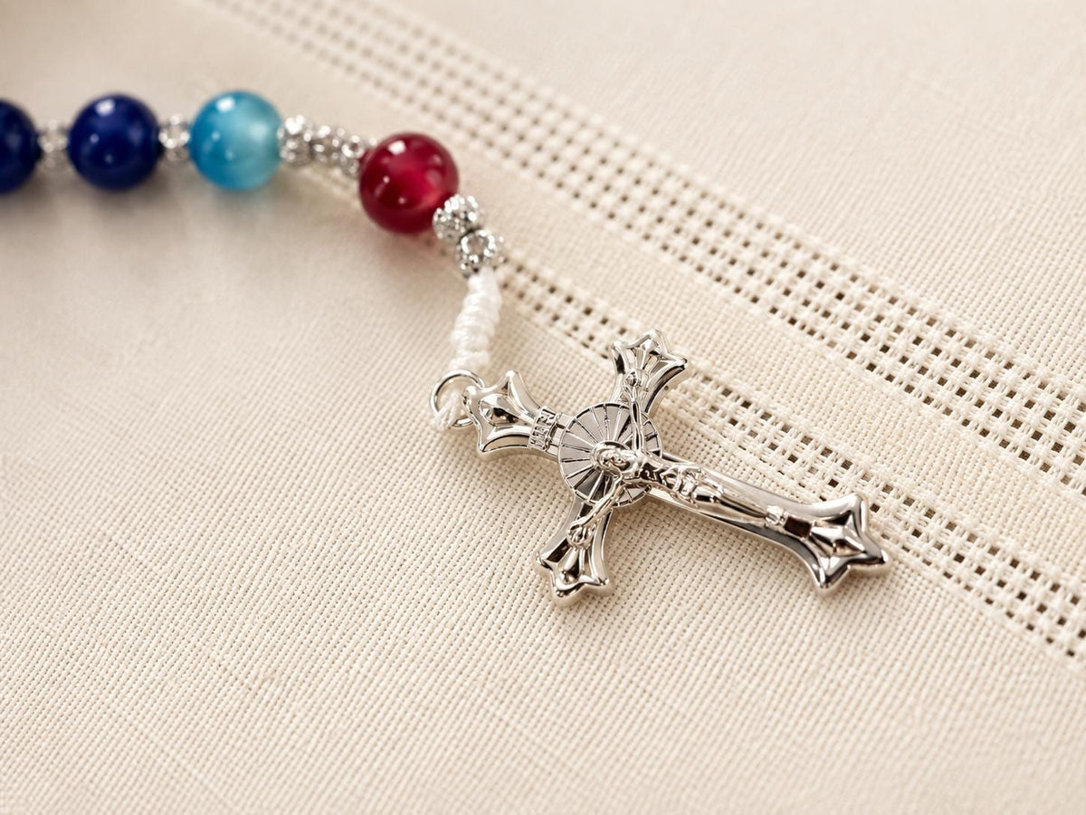 Our Lady of Guadalupe Rosary | Blue & Red Agate | 8mm Catholic Rosary
