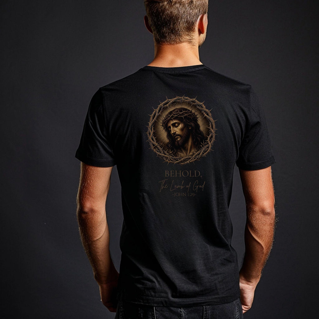 Behold the Lamb of God Tee, Crown of Thorns with Roses T-Shirt