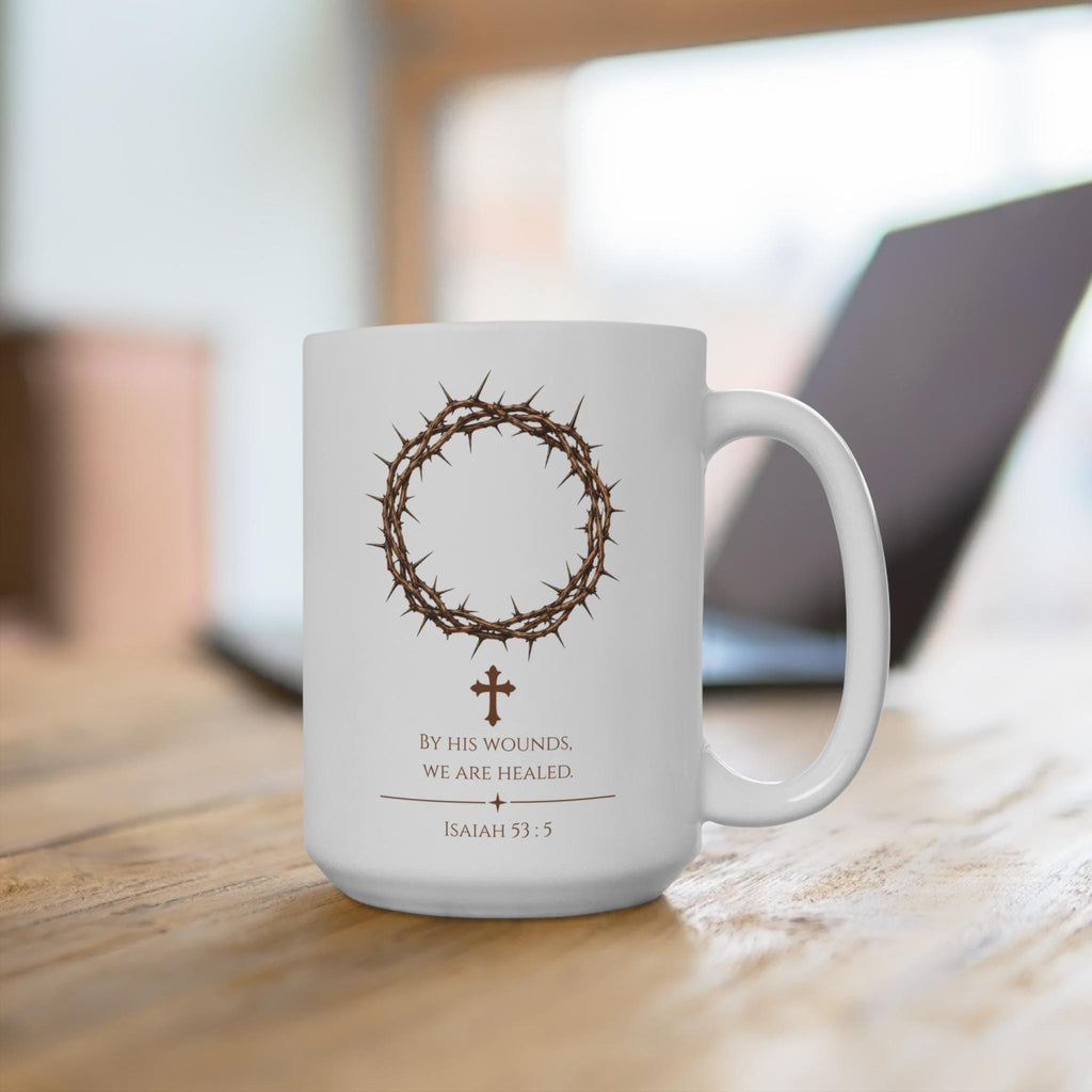 Crown of Thorns Mug, "It Is Finished" Christian Coffee Mug, Scripture Faith Ceramic